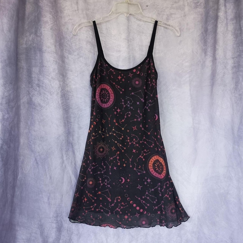 Horoscopez Celestial Astrology Mesh Slip Dress Y2K